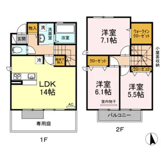 岡山県岡山市北区下中野【一戸建】の間取り