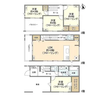 埼玉県川口市南鳩ヶ谷3【一戸建】の間取り