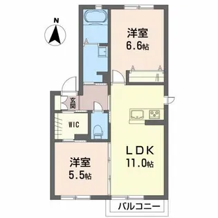 カーサ ルビーノB【2階】の間取り