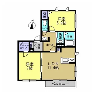 2LDKの間取り画像