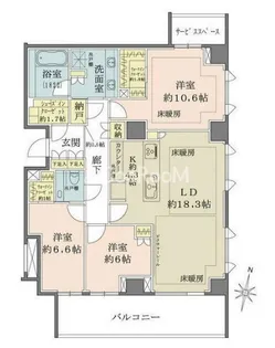 ザ・パークハウス千代田六番町【7階】の間取り