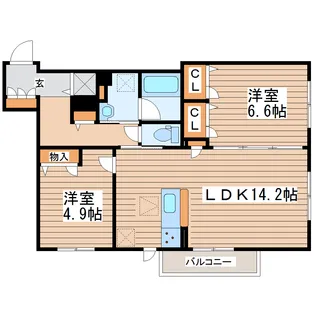ハレオハナ【1階】の間取り