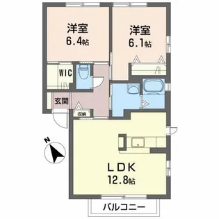 シャーメゾン洛陽【1階】の間取り