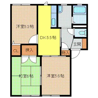 ヴェルハイム千歳B棟【1階】の間取り