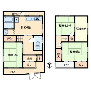 大阪府大阪市東住吉区住道矢田5【一戸建】の間取り