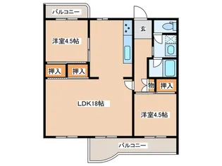 虹ヶ丘団地2号棟【5階】の間取り