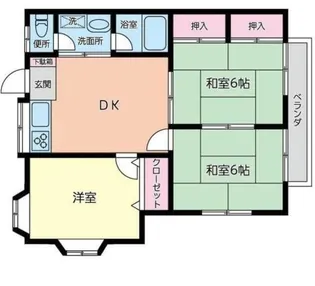 緑区霧が丘6丁目アパート【2階】の間取り