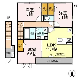 ラシュレB【2階】の間取り