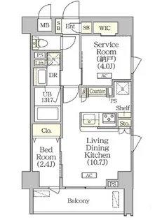 ORSUS清澄白河リバーフロント【7階】の間取り