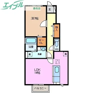 カーサ フェリーチェ A棟【1階】の間取り