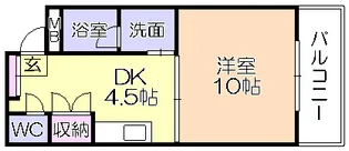 ハイツ櫛原プラスワン【1階】の間取り