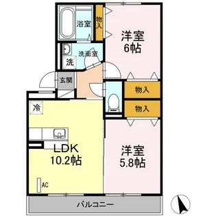 ウィンザー大槻 B【2階】の間取り