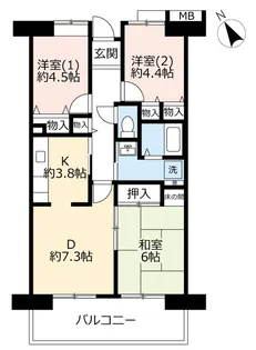 URアルビス旭ヶ丘【6階】の間取り