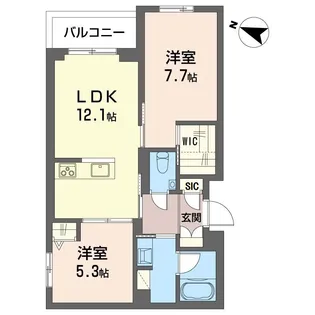 ヴィラージュ穂々【2階】の間取り