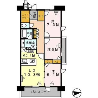 ロイヤルパークス西新井【10階】の間取り