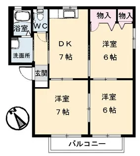 グリーンベル海岸通り B棟【2階】の間取り
