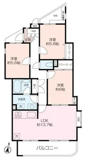 ニューウェルテラス金沢八景F棟【3階】の間取り