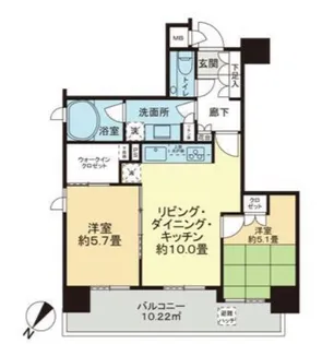 リシェ五反田スカイビュー【12階】の間取り