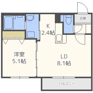 エアフォルク手稲【3階】の間取り