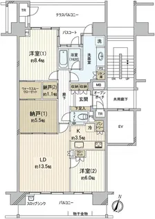 幕張ベイタウンブエナテラーサB棟【8階】の間取り