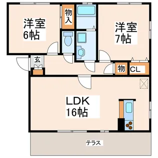 ロスカトゥールB【1階】の間取り