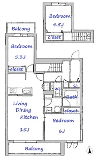 ポルトアンピエール 北棟【2階】の間取り