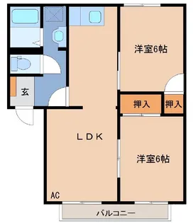 2LDKの間取り画像