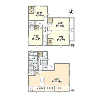 千葉県柏市西原1【一戸建】の間取り