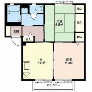 城北ガーデンプレイスB【2階】の間取り