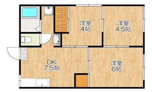 コスモハイツ城山 B棟【1階】の間取り