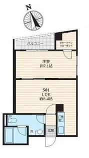 ピークサイドレジデンス早稲田【5階】の間取り