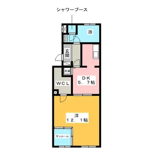 レインボーカーサ内田橋【2階】の間取り