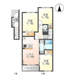 サンコート【2階】の間取り