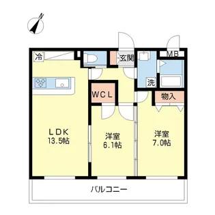 ヴァン・クレールII【1階】の間取り