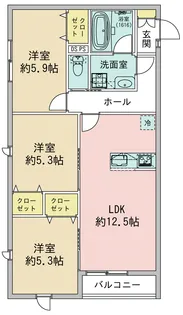ウィステリアガーデン旭が丘※角部屋【1階】の間取り