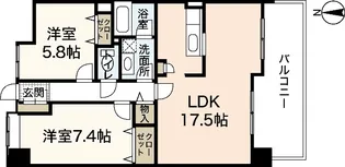 イワーサ楽々園【1階】の間取り