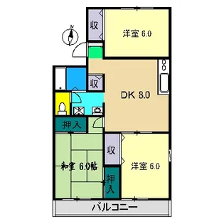 パークサイドアサヒ【2階】の間取り