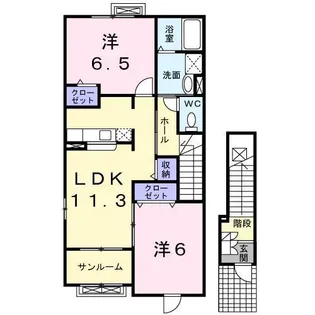 グランデ・フィオーレ IIーD【2階】の間取り