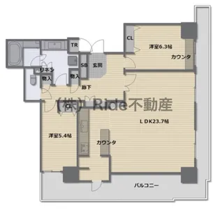 ライオンズマンション大阪スカイタワー【26階】の間取り