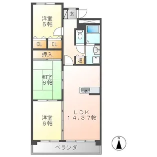 サン・パープル仲家【4階】の間取り