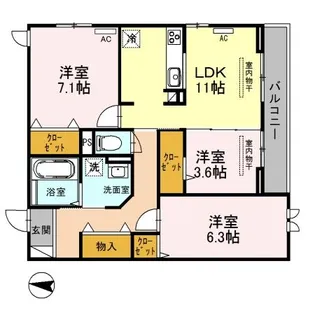 サンフィールド【2階】の間取り