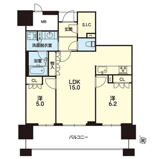 2LDKの間取り画像