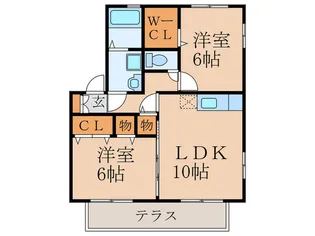 リバ-サイドフォレストA棟【1階】の間取り