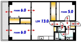 パールマンション東観音【5階】の間取り