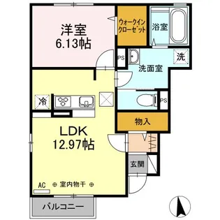 サンハウス梅津【1階】の間取り