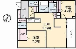 ジャルダン ヴェール【2階】の間取り