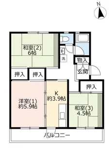 UR多摩ニュータウン貝取【2階】の間取り