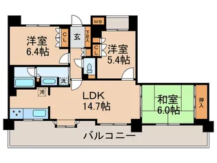 サンクタス南千里【6階】の間取り