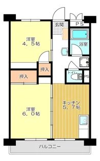 ビレッジハウス南清水タワー1号棟【4階】の間取り