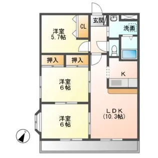 ハイム中川III【4階】の間取り